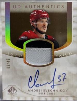 Andrei Svechnikov #UDAP-AS Hockey Cards 2023 SP Authentic UD Auto Patch