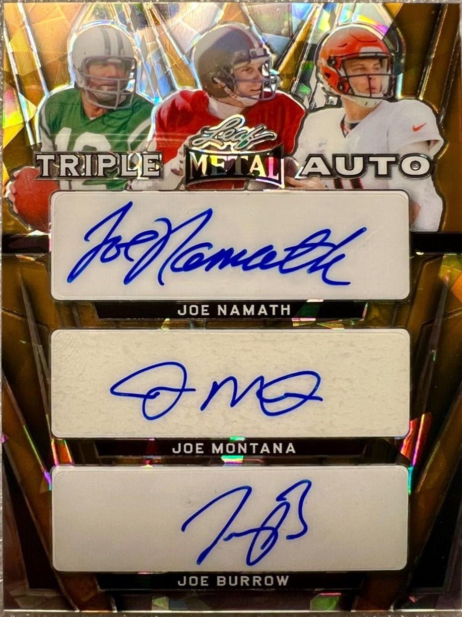Joe Namath / Joe Montana / Joe Burrow [Gold Prismatic] #TA-9