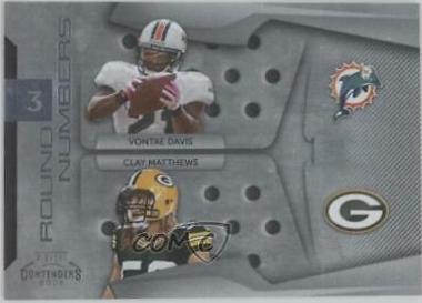 Vontae Davis Clay Matthews #10 Football Cards 2009 Playoff Contenders Round Numbers