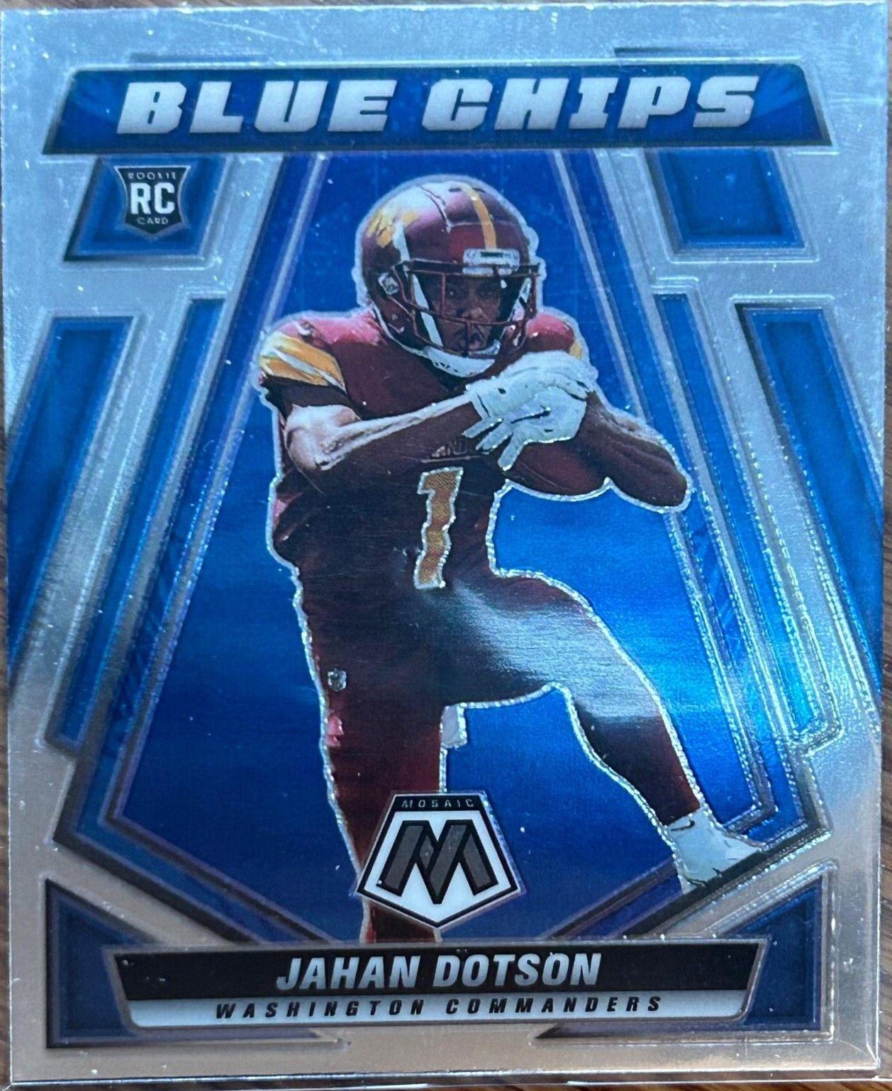 Jahan Dotson #BC-11 Football Cards 2022 Panini Mosaic Blue Chips