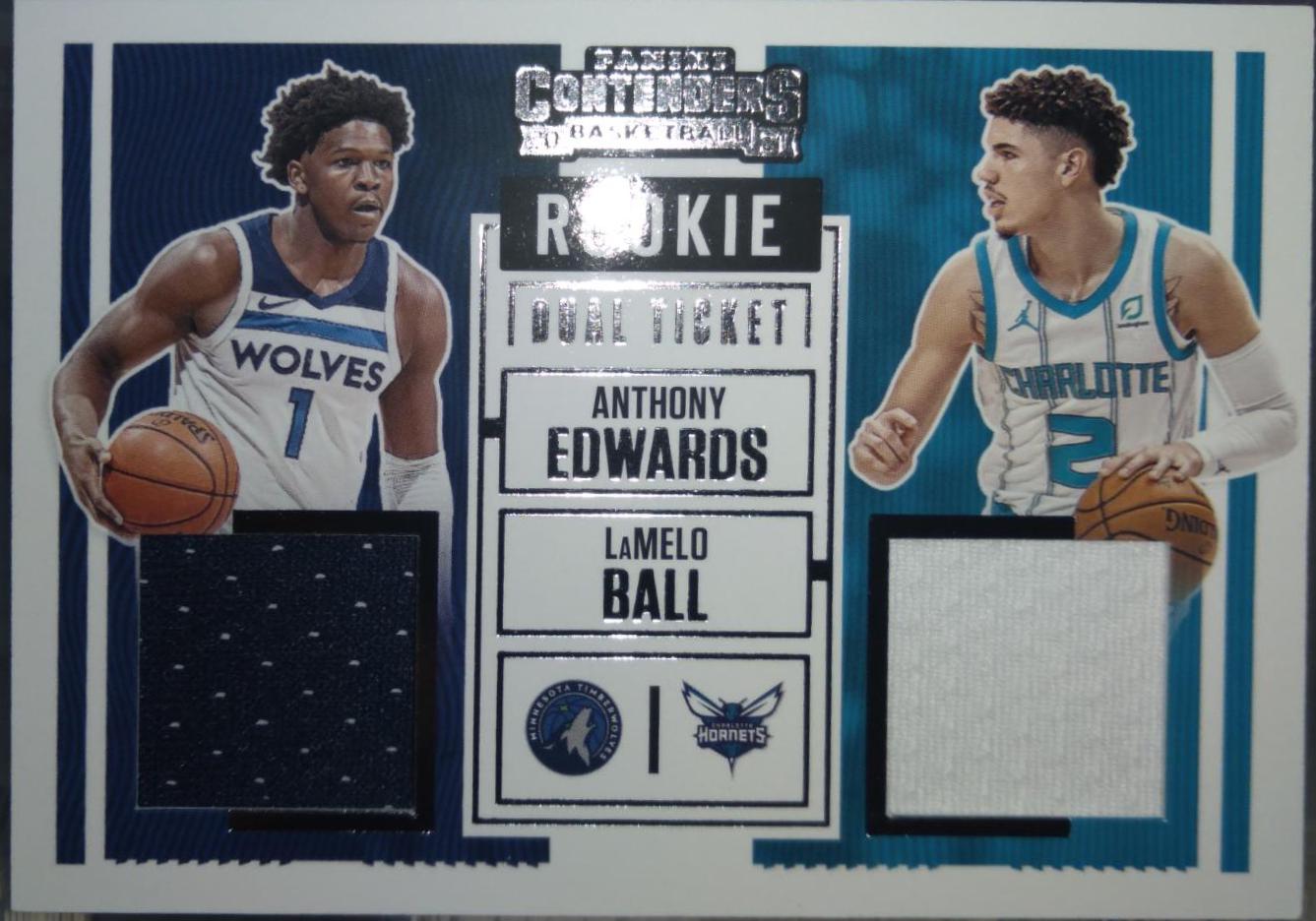 Anthony Davis LaMelo Ball #RD-AL Basketball Cards 2020 Panini Contenders Dual Swatches
