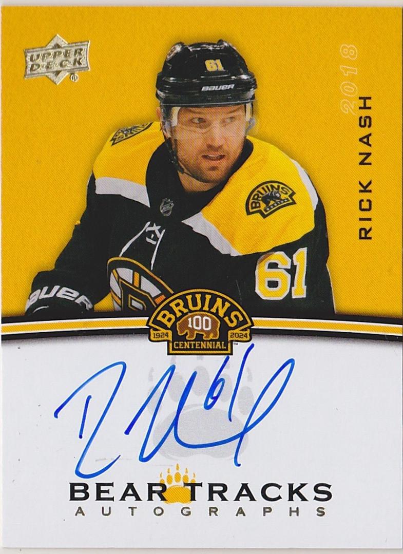 Rick Nash #BT-RN Hockey Cards 2023 Upper Deck Boston Bruins Centennial Bear Tracks Autograph