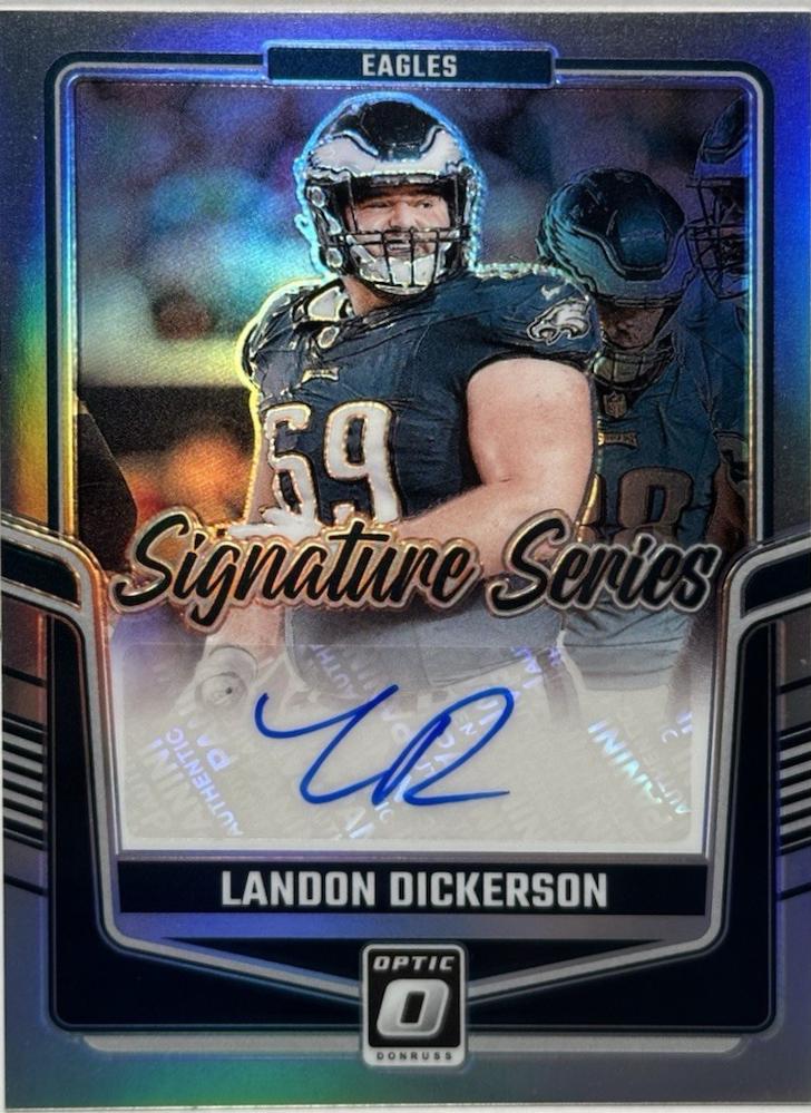 Landon Dickerson #SSH-LDN Football Cards 2024 Panini Donruss Optic Signature Series Holo