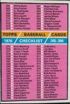 Checklist 265-396 #392 Baseball Cards 1976 Topps