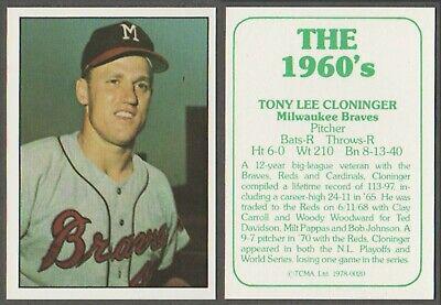 Tony Cloninger #20 Baseball Cards 1978 TCMA the 1960's