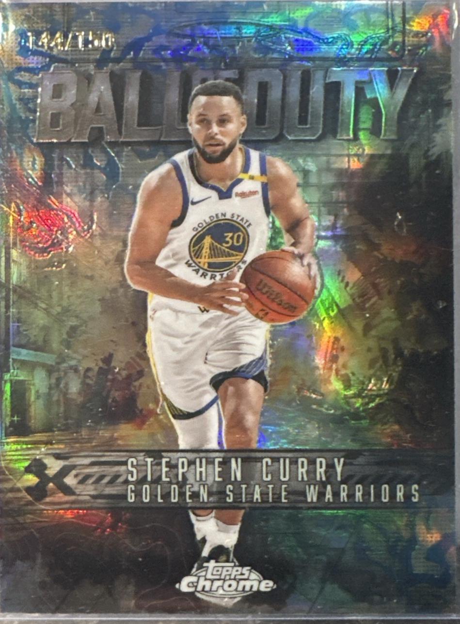 2025 Topps Chrome Ball Of Duty Stephen Curry [Blue Refractor] #BD-9 card