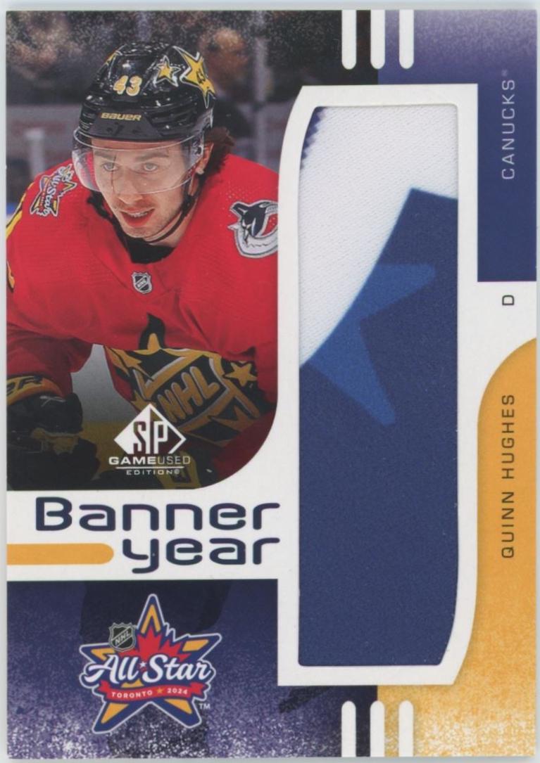 Quinn Hughes #BYAS-QH Hockey Cards 2024 SP Game Used All-Star Game Banner Year Relic