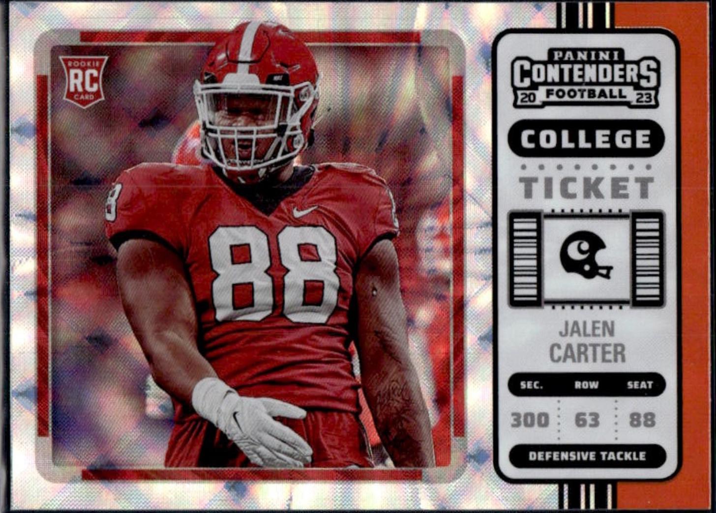 Jalen Carter #21 2023 Panini Chronicles Draft Picks Contenders College Ticket Football
