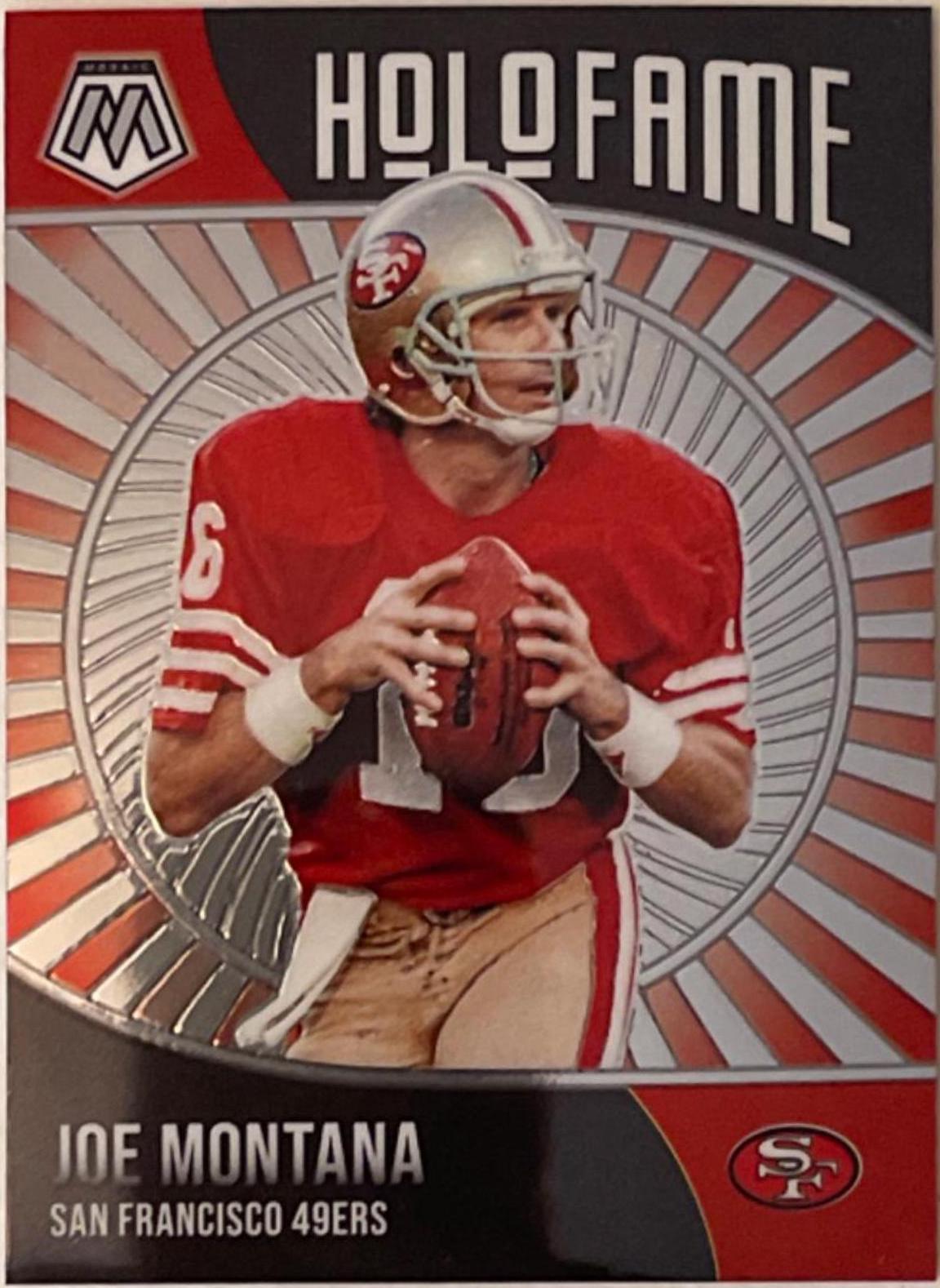 Joe Montana #5 Football Cards 2021 Panini Mosaic HoloFame
