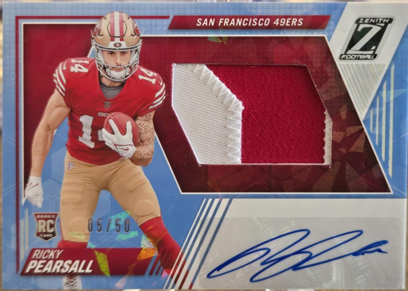 Ricky Pearsall #209 Football Cards 2024 Panini Zenith Rookie Patch Autographs Ice