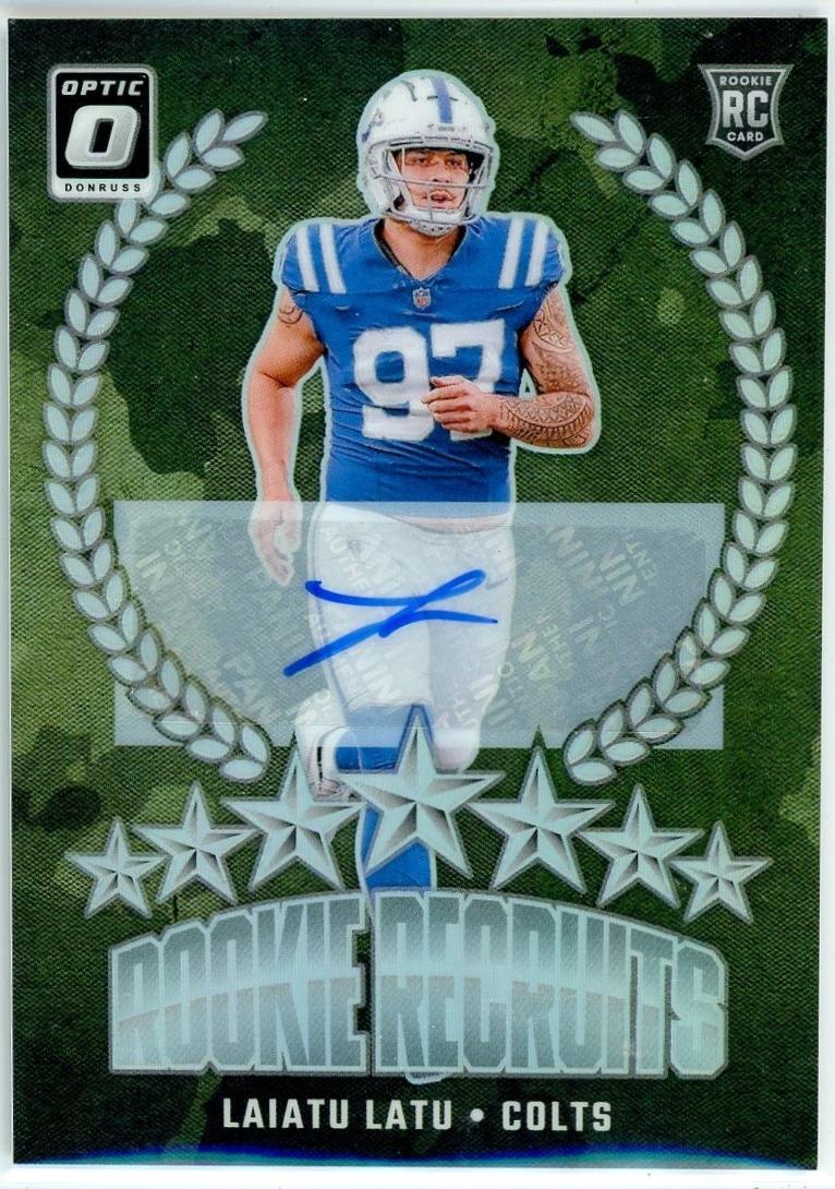 Laiatu Latu #20 Football Cards 2024 Panini Donruss Optic Rookie Recruits Autograph