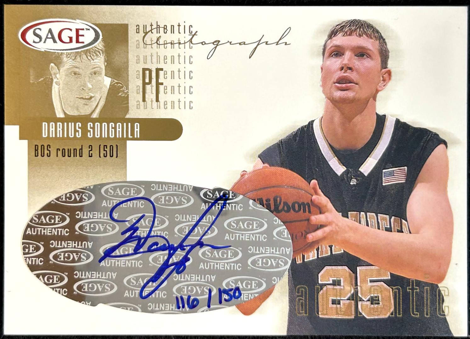 Darius Songaila #A28 2002 Sage Autograph Basketball