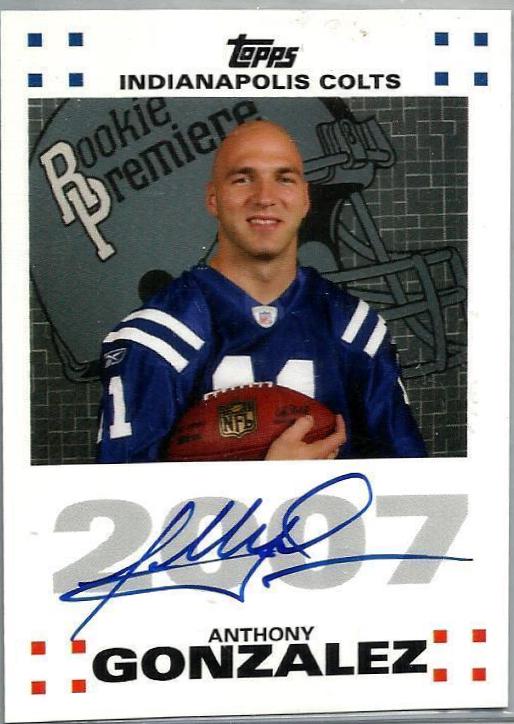 Anthony Gonzalez 2007 Topps Rookie Premiere Autograph (Blue Ink) #RPA-AG Football Cards 2007 Topps Rookie Premiere Autograph
