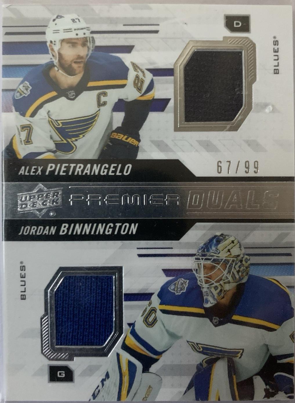 Alex Pietrangelo / Jordan Binnington #PD-PB Hockey Cards 2019 Upper Deck Premier Duals Jersey