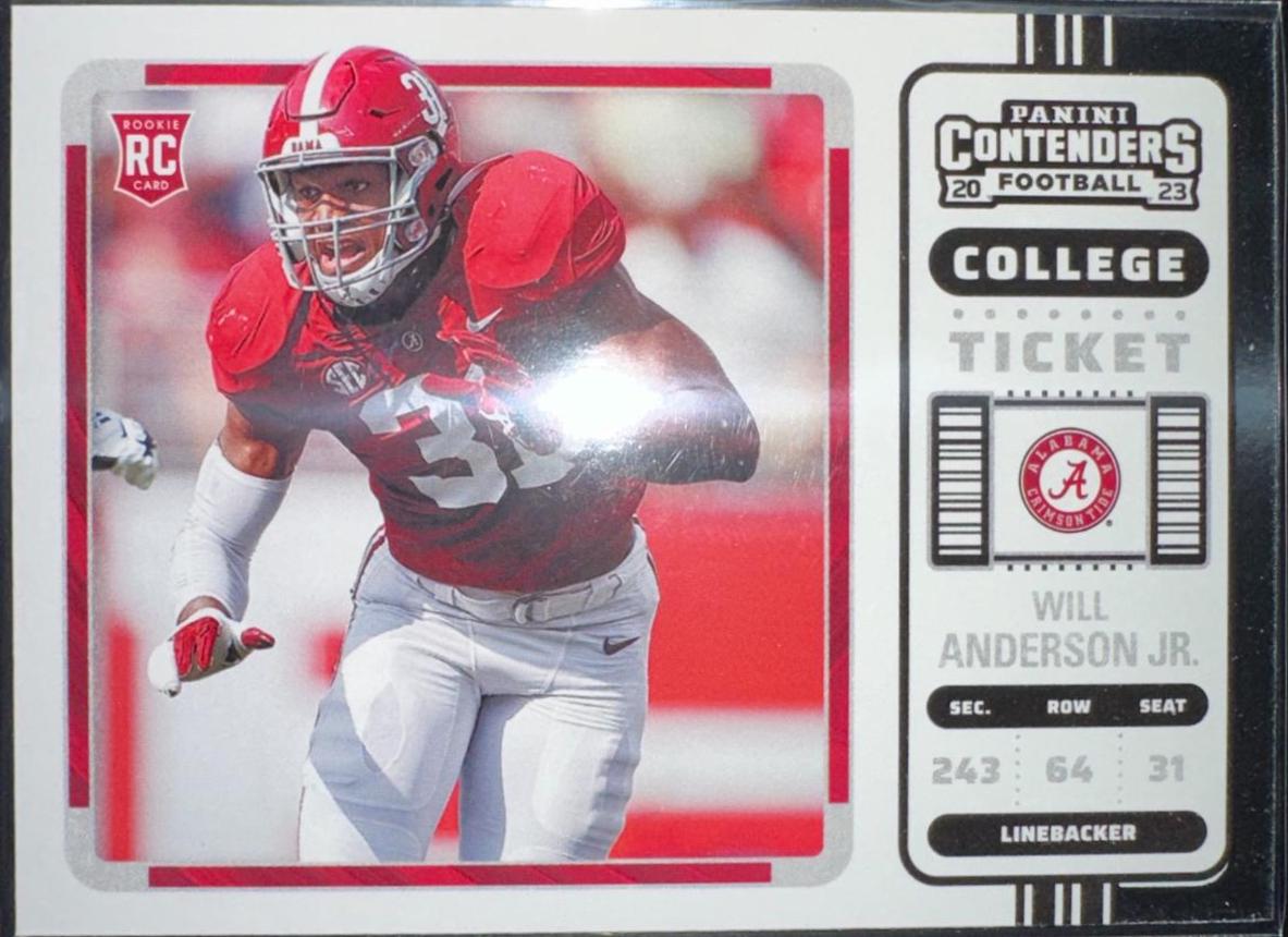 Will Anderson Jr. #23 Football Cards 2023 Panini Chronicles Draft Picks Contenders College Ticket