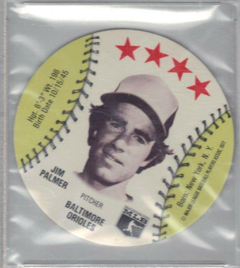 Jim Palmer Baseball Cards 1977 Zip'Z Discs