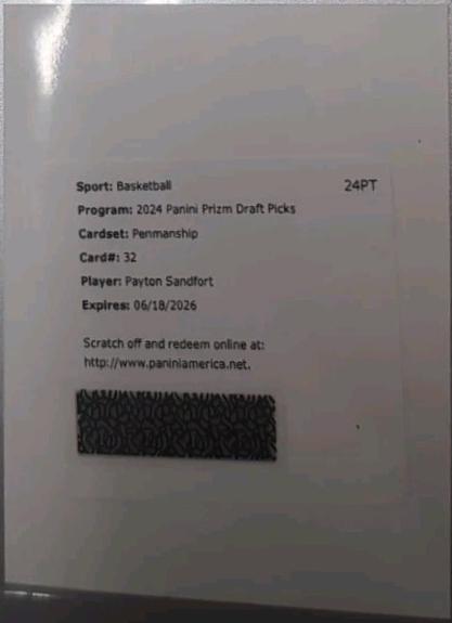 Payton Sandfort #32 Basketball Cards 2024 Prizm Draft Picks Penmanship