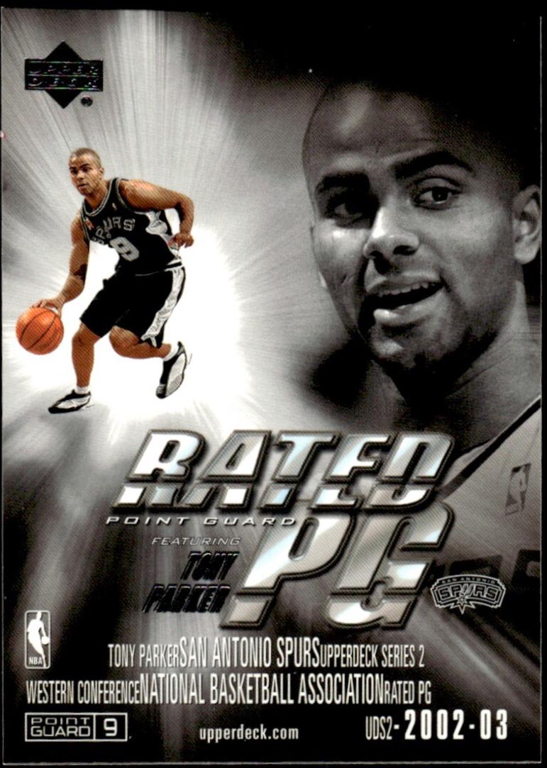 Tony Parker #PG2 Basketball Cards 2002 Upper Deck Rated PG