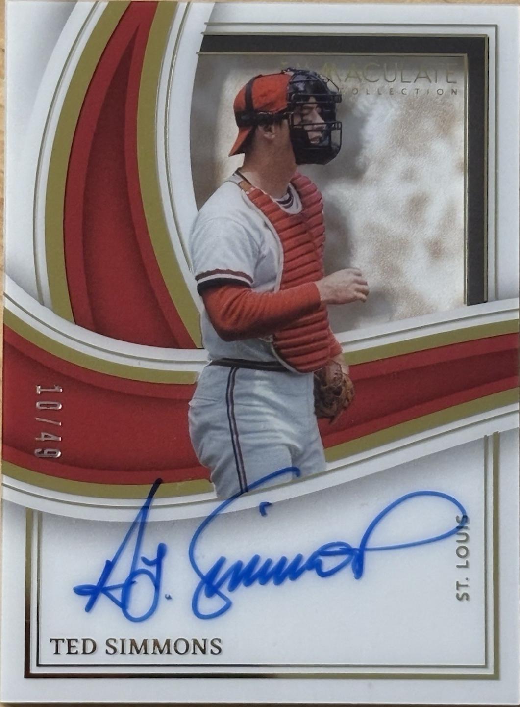 Ted Simmons #SS-TS 2023 Panini Immaculate Shadowbox Signature Baseball