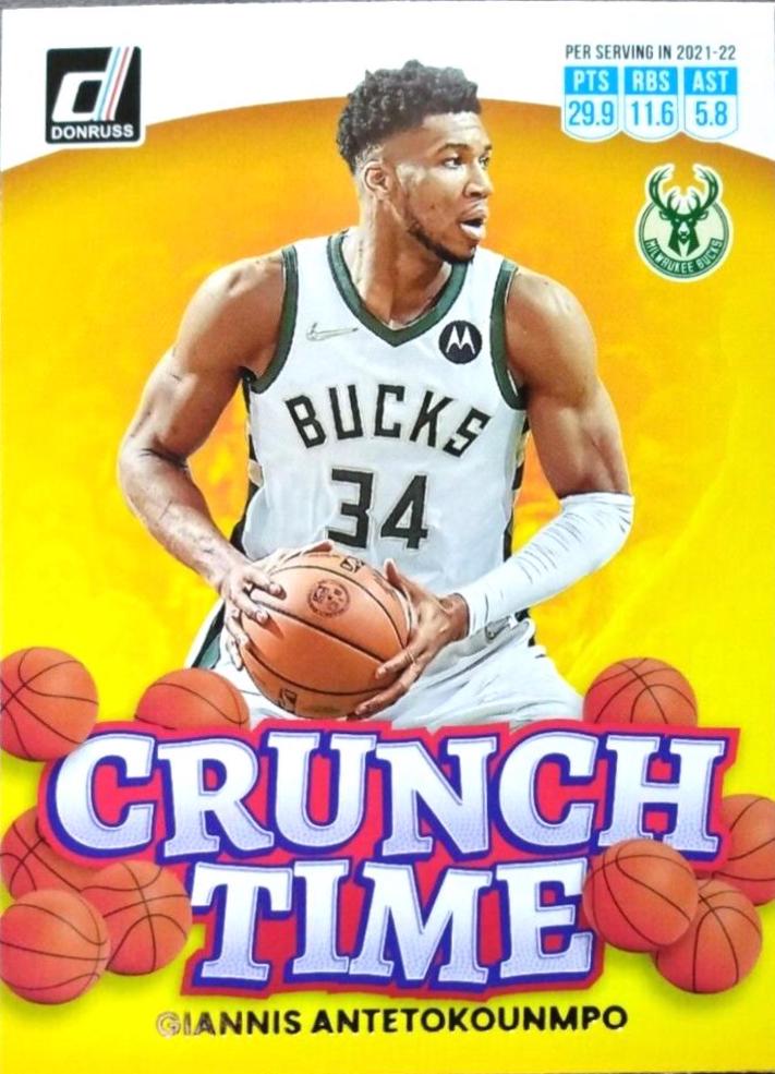 Giannis Antetokounmpo #5 Basketball Cards 2022 Panini Donruss Crunch Time