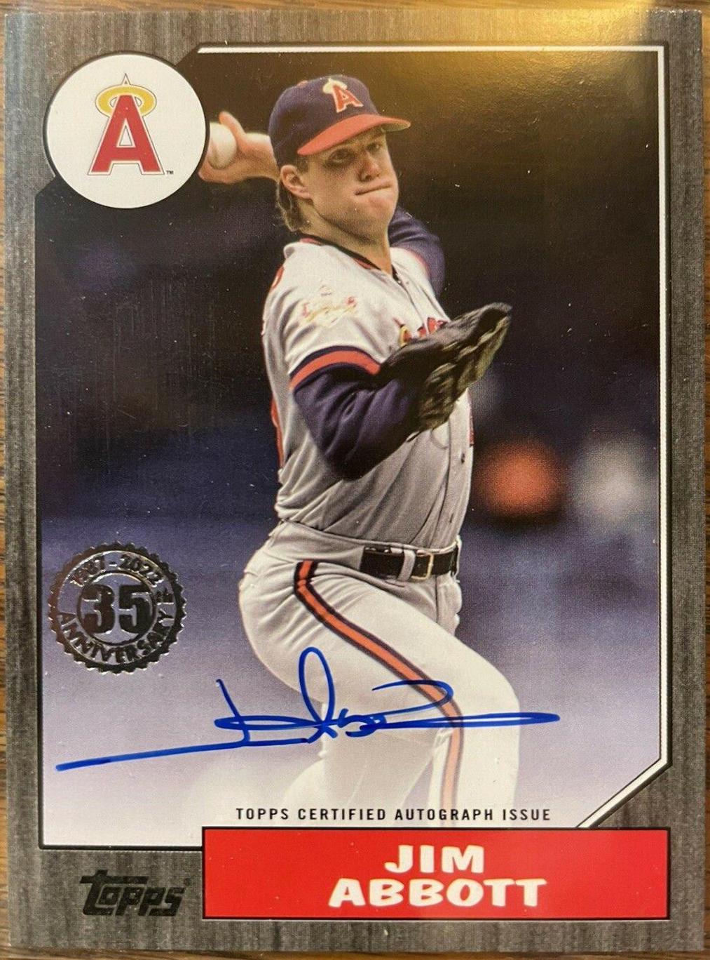 Jim Abbott #87BA-JIA Baseball Cards 2022 Topps 1987 Autographs