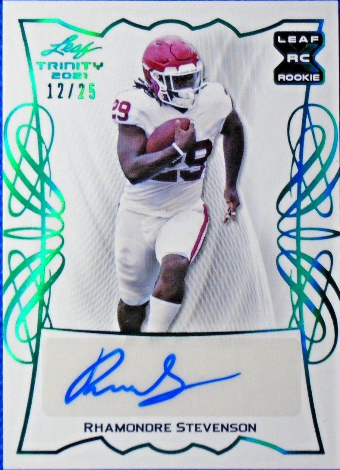 Rhamondre Stevenson #BA-RS1 2021 Leaf Trinity Signatures Football