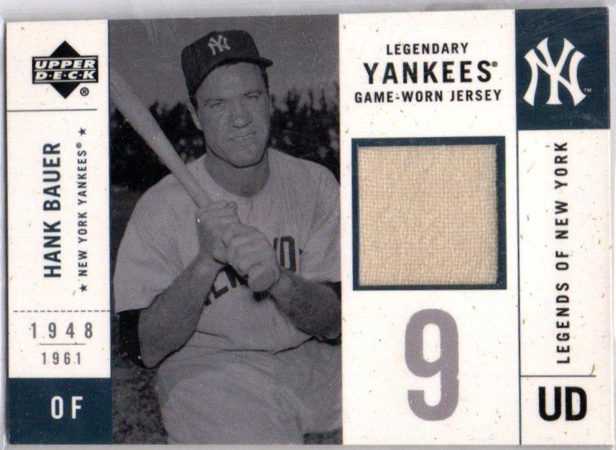 Hank Bauer #LYJ-HB 2001 Upper Deck Legends of New York Baseball Game-Worn Jerseys