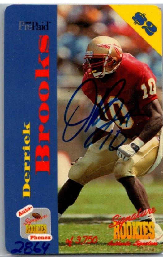 Derrick Brooks #10 1995 Signature Rookies Auto Phonex Football