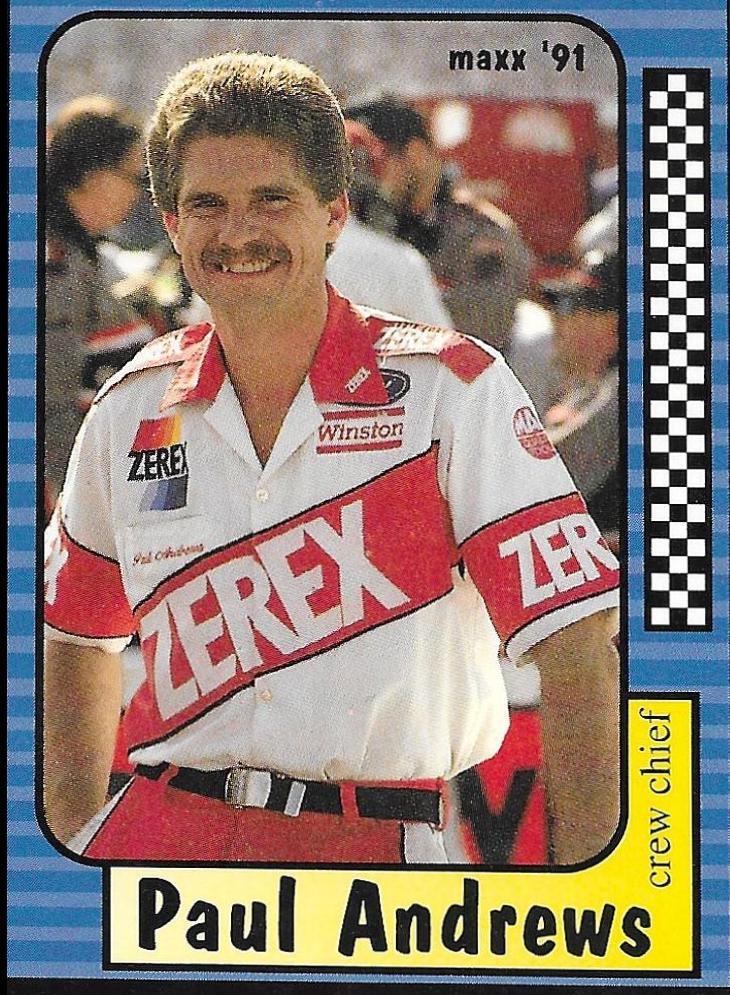 Paul Andrews #135 Racing Cards 1991 Maxx