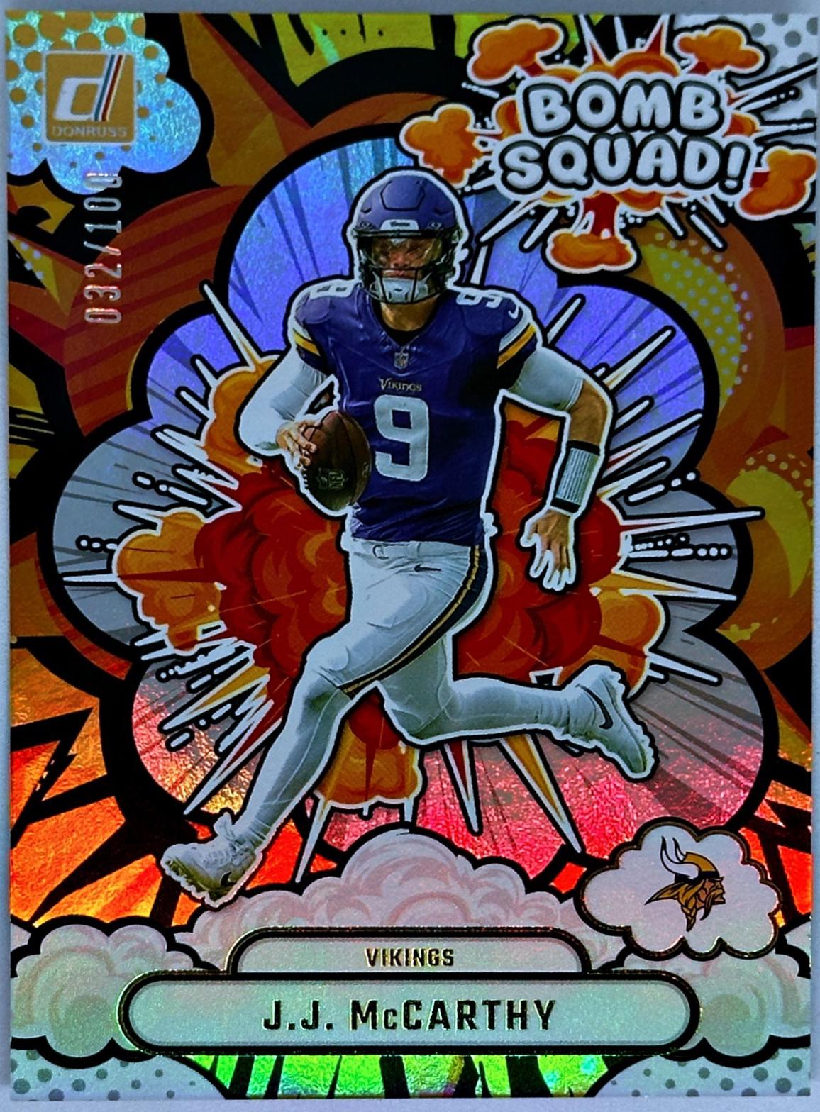 J.J. McCarthy [Holo] #BS-JMY Prices | 2025 Panini Donruss Bomb Squad |  Football Cards