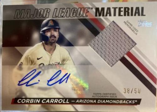 Corbin Carroll #MLMA2-CAR Baseball Cards 2024 Topps Major League Material Autograph