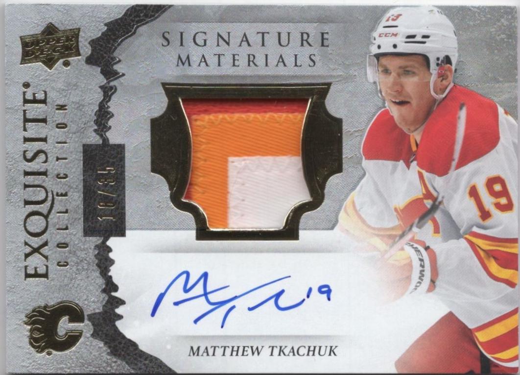 Matthew Tkachuk #ESM-MT 2021-22 Upper Deck Ice Hockey Exquisite Collection Material Signatures