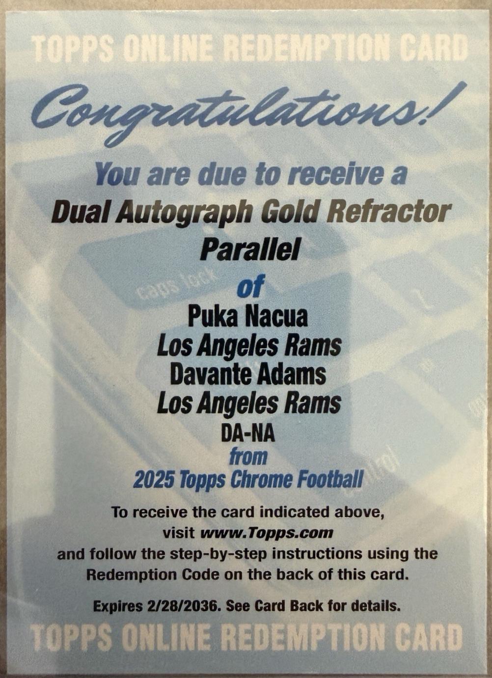 Davante Adams / Puka Nacua [Gold] #DA-NA