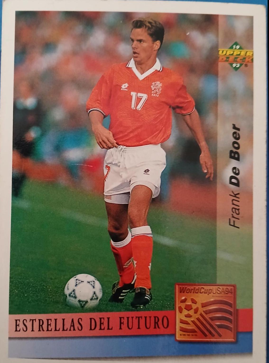 Frank De Boer #159 1993 Upper Deck World Cup Preview Adams Gum Soccer