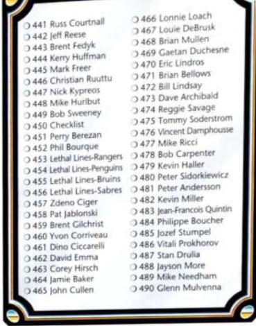 Checklist #450 1992 Upper Deck Hockey