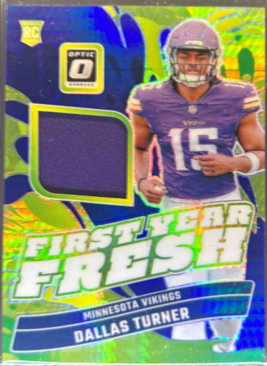 Dallas Turner #FYF-DTR Football Cards 2024 Panini Donruss Optic First Year Fresh Blue Hyper