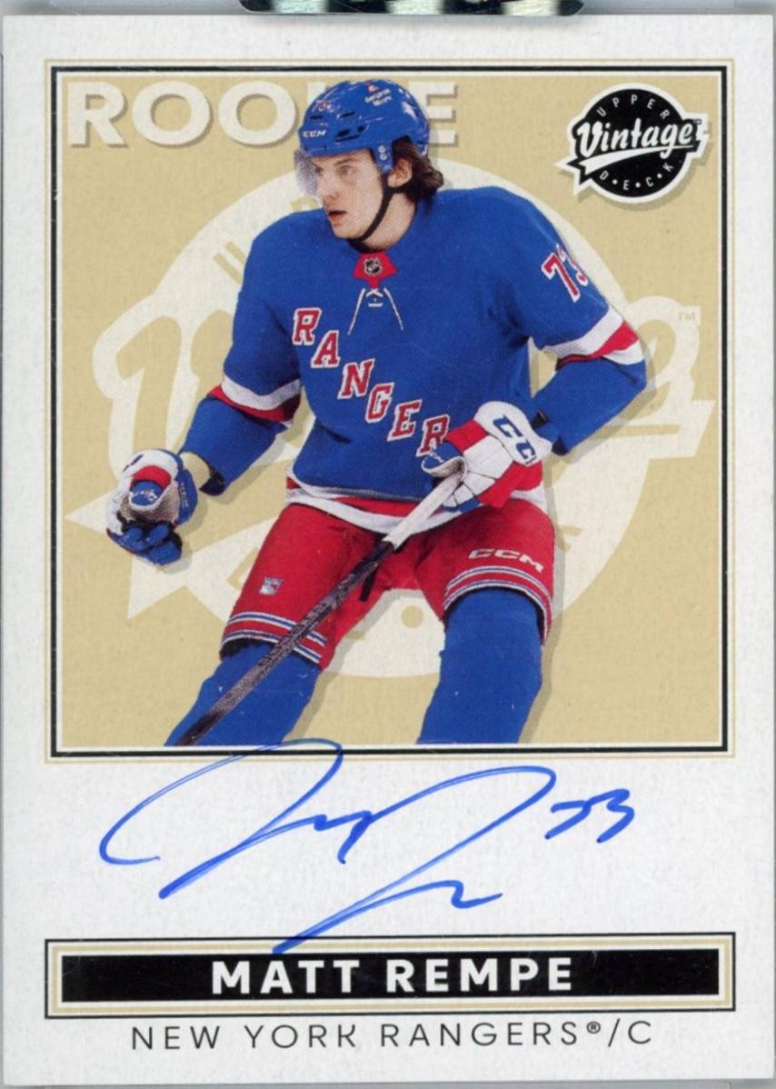 Matt Rempe #VA-MR 2024 Upper Deck Clear Cut Vintage Autograph Hockey