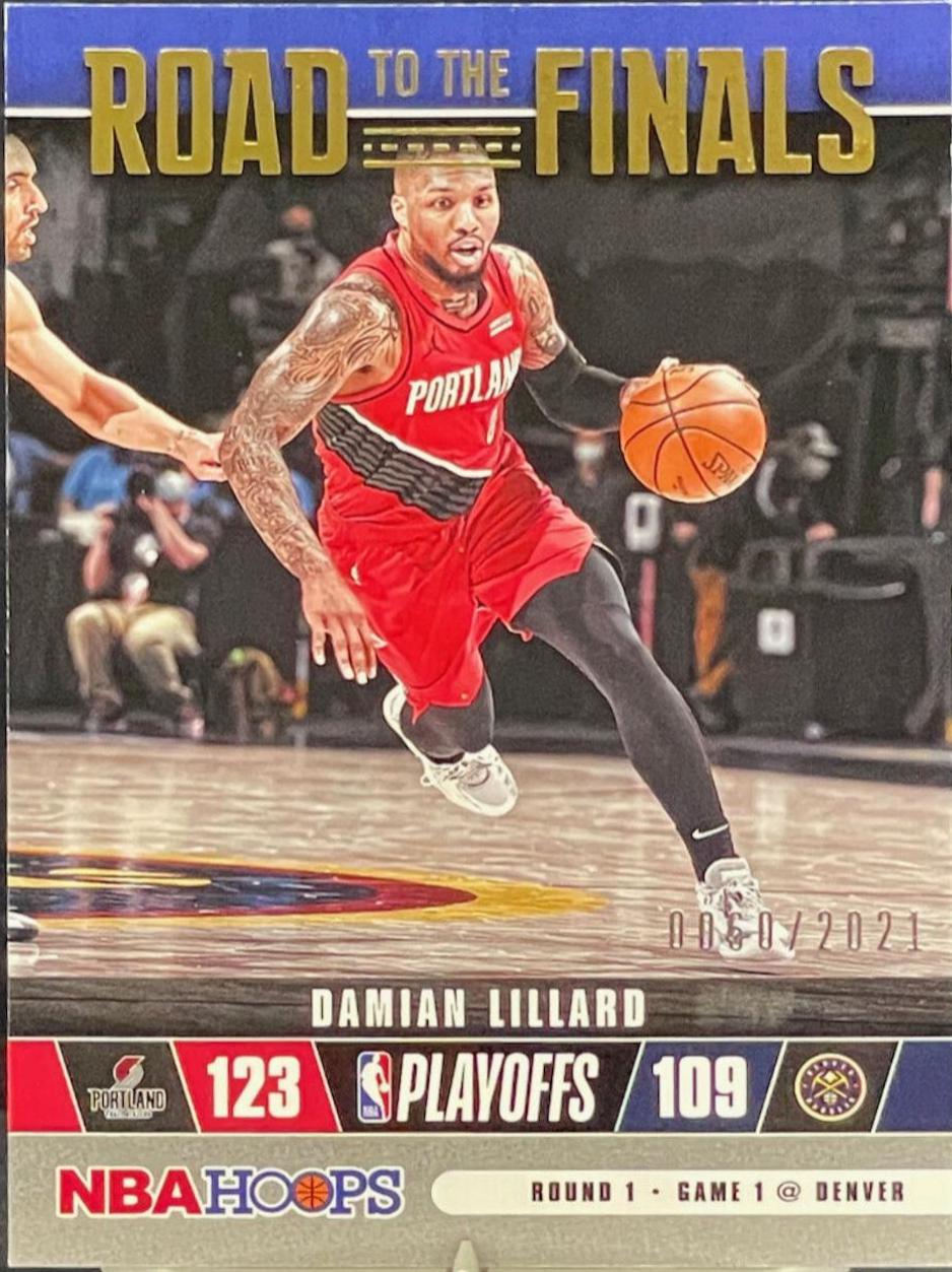 Damian Lillard #4 Basketball Cards 2021 Panini Hoops Road to the Finals