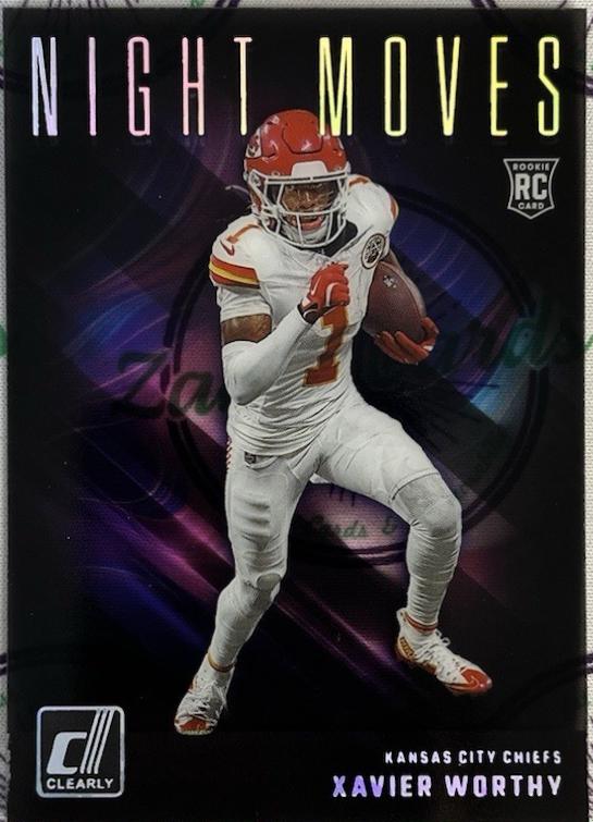 Xavier Worthy #10 Football Cards 2024 Clearly Donruss Night Moves