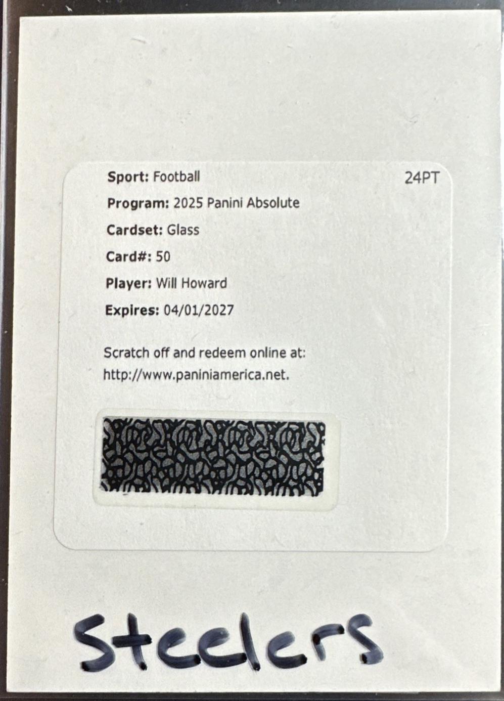 Will Howard #50 2025 Panini Absolute Glass Football
