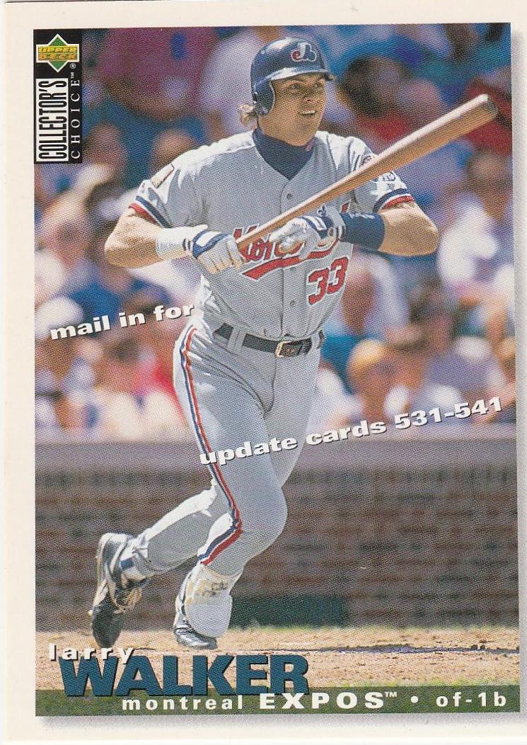 Larry Walker #TC1 Baseball Cards 1995 Collector's Choice Trade Card