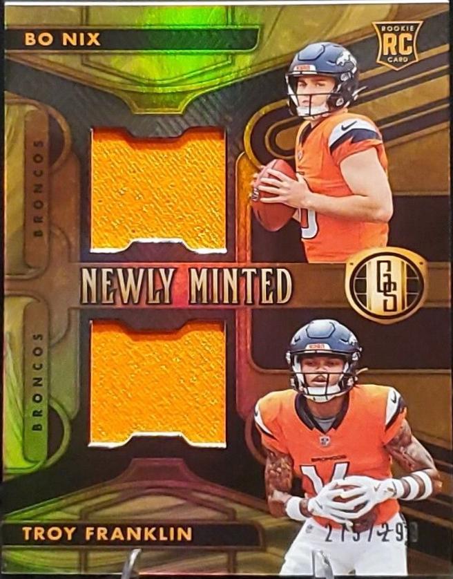 Bo Nix / Troy Franklin #4 Football Cards 2024 Panini Gold Standard Newly Minted Memorabilia Dual