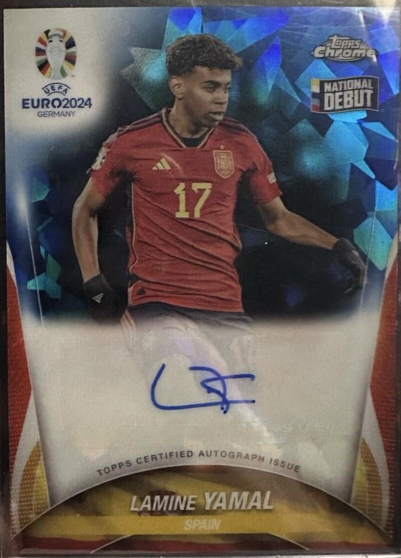 Lamine Yamal #CA-LY Soccer Cards 2024 Topps Chrome Sapphire UEFA Euro Autograph