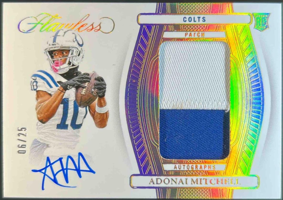 Adonai Mitchell #6 2024 Panini Flawless Football Rookie Patch Autographs