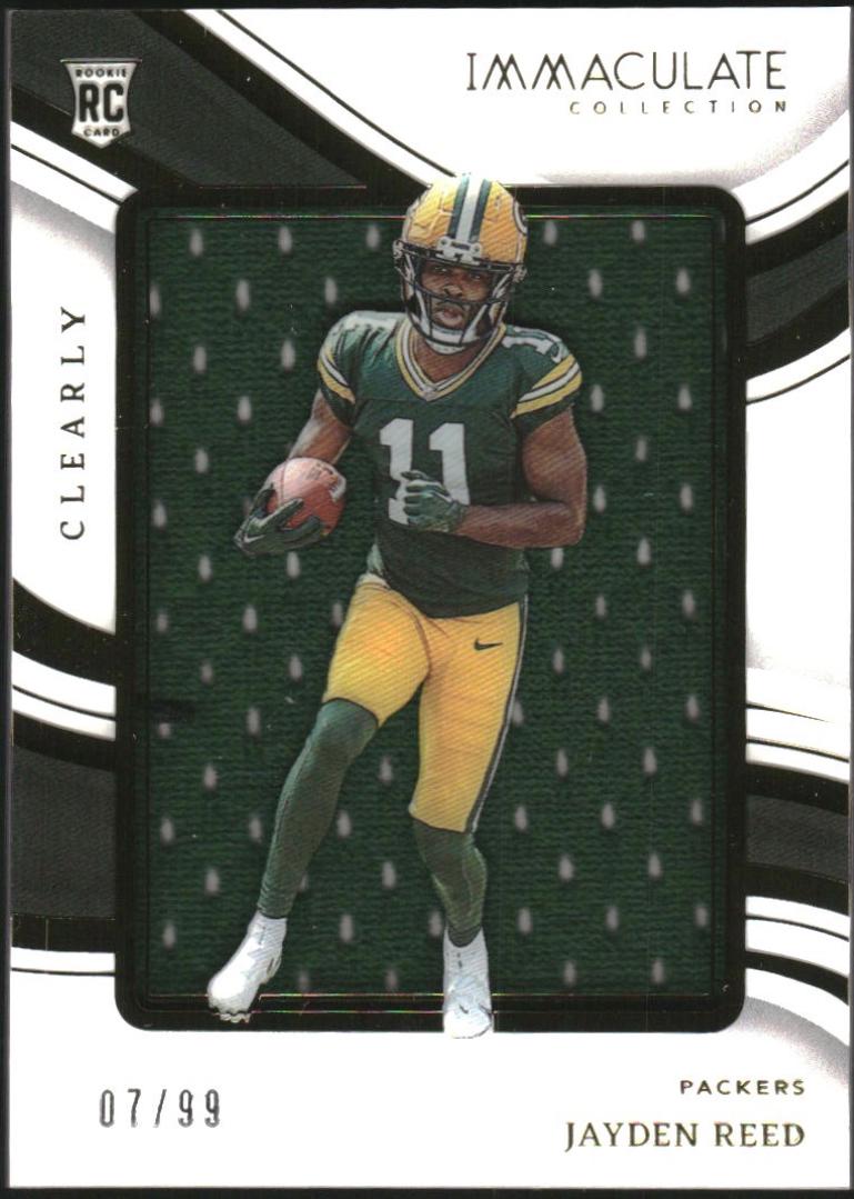 Jayden Reed #14 Football Cards 2023 Panini Immaculate Clearly Immaculate Rookie Jersey