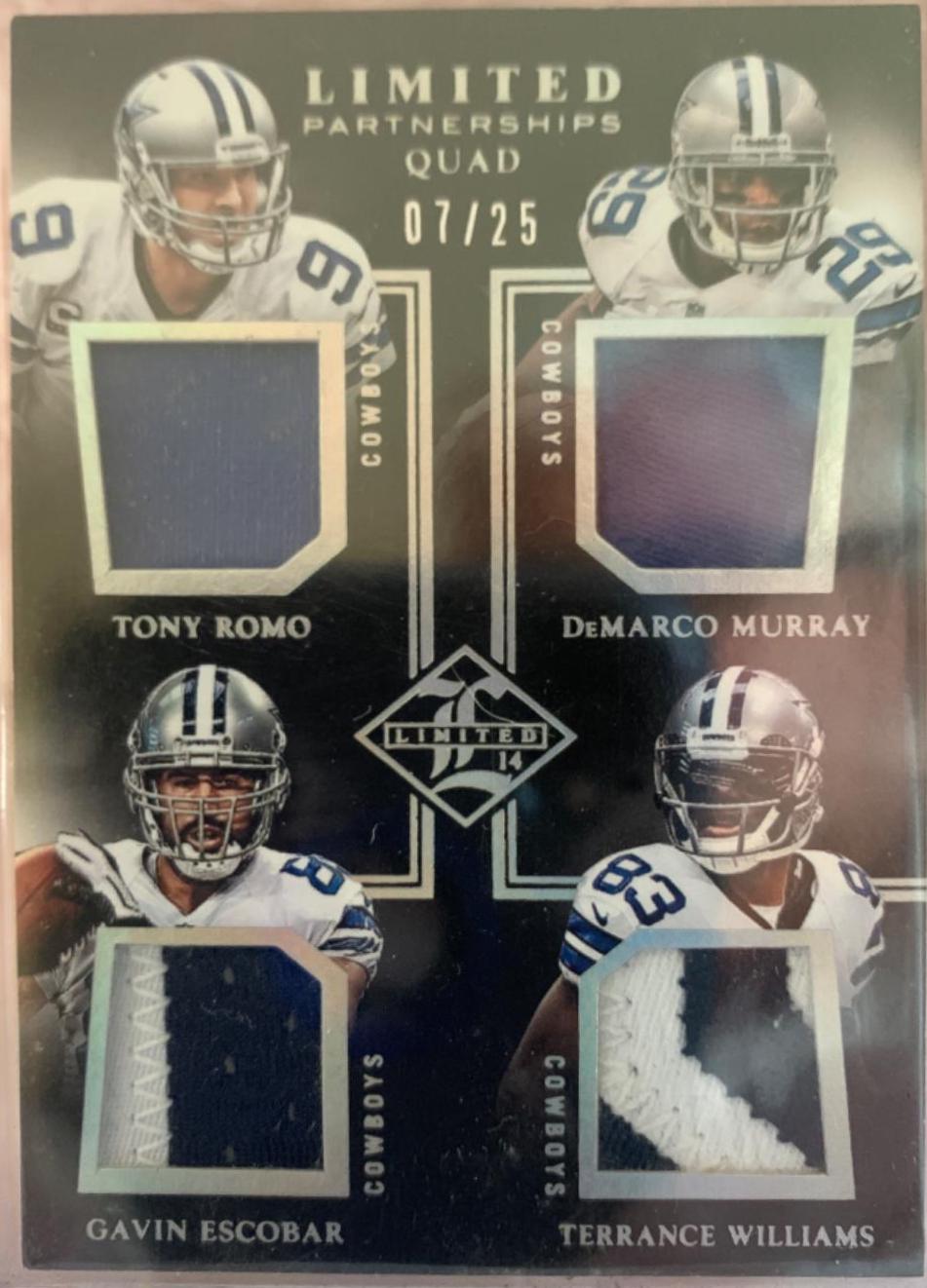 Tony Romo #LP4-DC Football Cards 2014 Panini Limited Partnerships Quad Materials