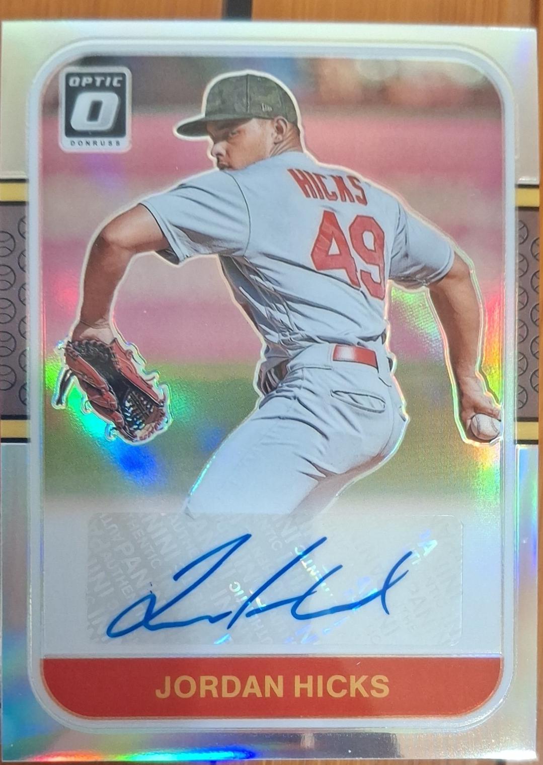 Jordan Hicks #RS87-JO 2021 Donruss Optic Baseball Retro 1987 Signatures
