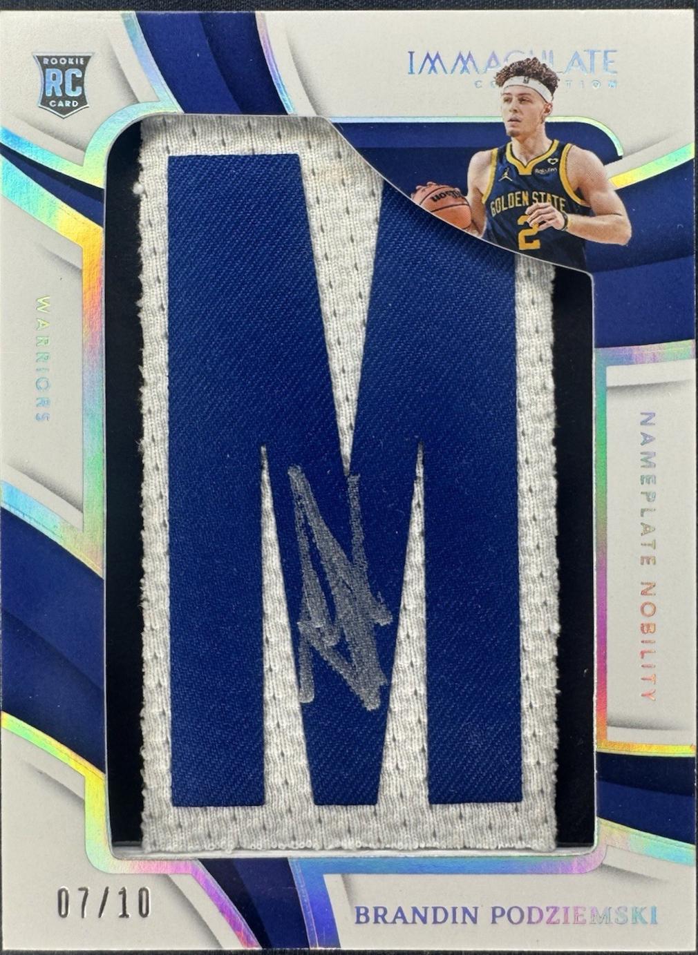 Brandin Podziemski #8 Basketball Cards 2023 Panini Immaculate Nameplate Nobility Signatures
