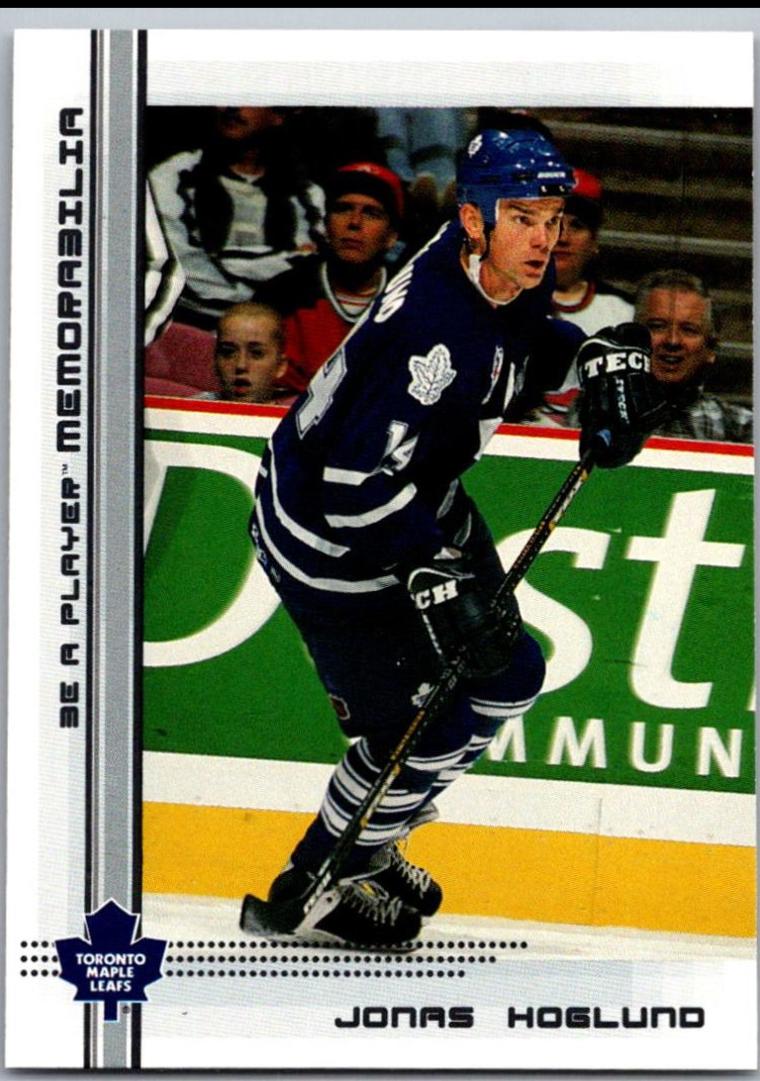 Jonas Hoglund #313 2000 Be A Player Memorabilia Hockey