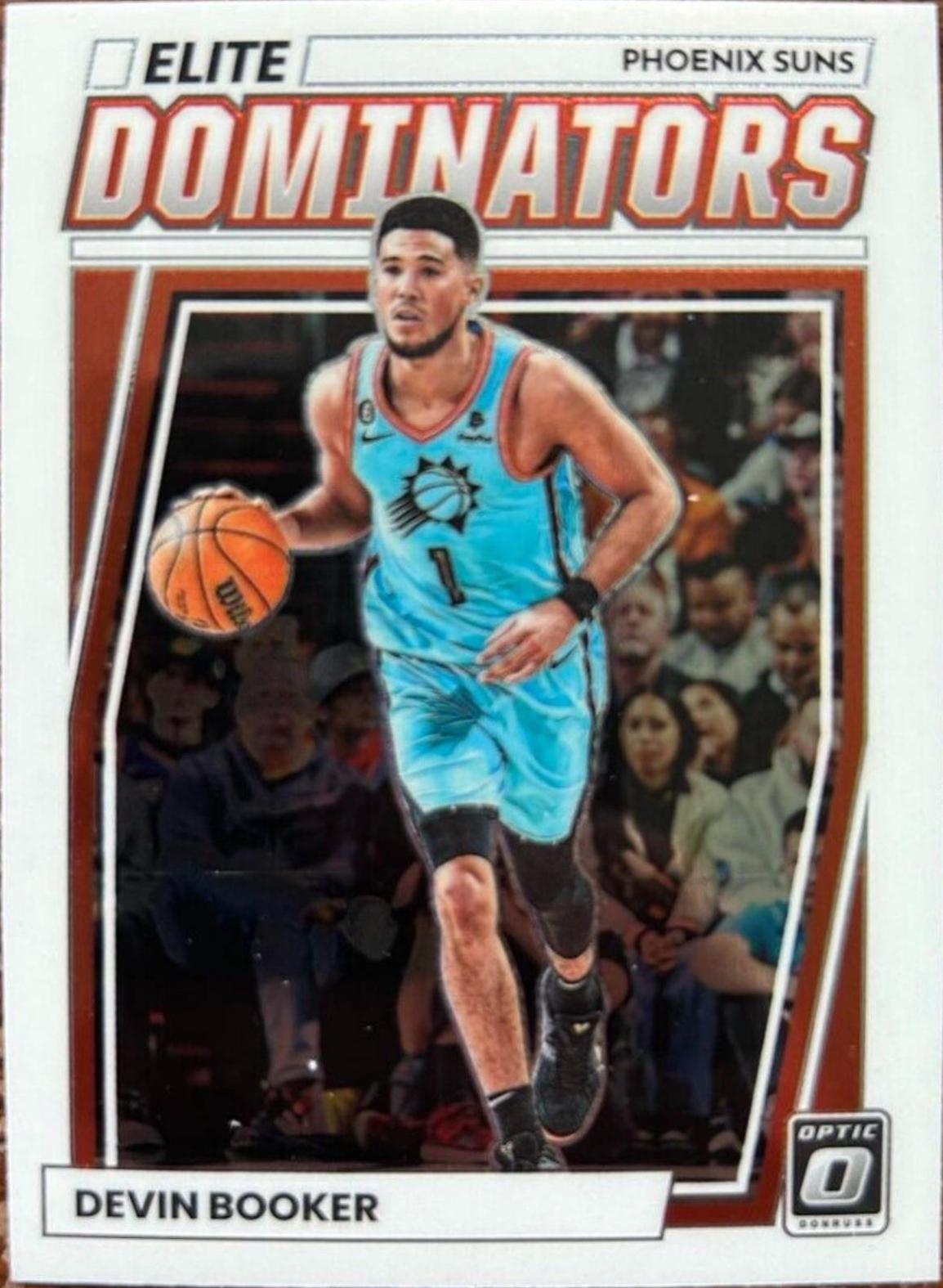 Devin Booker #1 Basketball Cards 2022 Panini Donruss Optic Elite Dominators